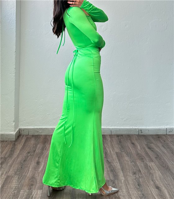 Φόρεμα μάξι με δεσίματα Naomi (Λαχανί)