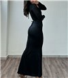 Φόρεμα μάξι με δεσίματα Naomi (Μαύρο)
