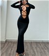 Φόρεμα μάξι με δεσίματα Naomi (Μαύρο)