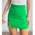Ψηλόμεση μίνι φούστα με άνοιγμα (Πράσινο)