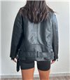 Δερματίνη jacket oversized (Μαύρο)