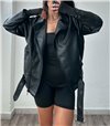 Δερματίνη jacket oversized (Μαύρο)
