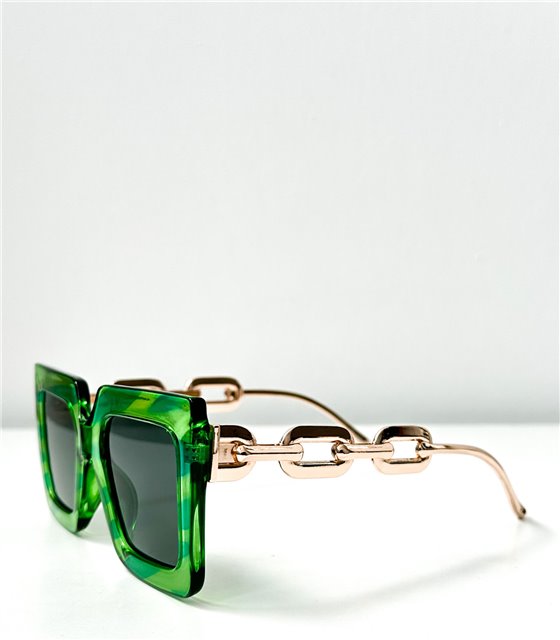 Τετράγωνα γυαλιά ηλίου με χρυσό βραχιόνα (Πράσινο)