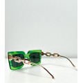 Τετράγωνα γυαλιά ηλίου με χρυσό βραχιόνα (Πράσινο)