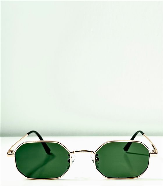 Πολύγωνα γυαλιά ηλίου με μεταλλικό σκελετό (Πράσινο)
