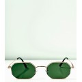 Πολύγωνα γυαλιά ηλίου με μεταλλικό σκελετό (Πράσινο)