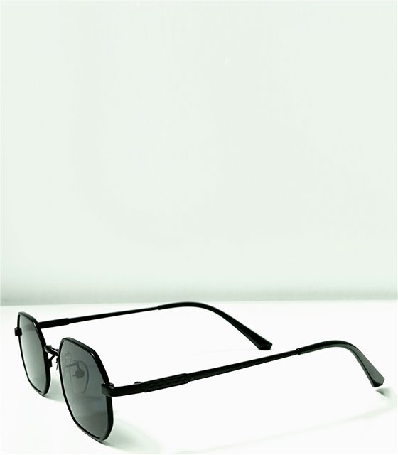 Πολύγωνα γυαλιά ηλίου με μεταλλικό σκελετό (Μαύρο)