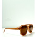 Τετράγωνα γυαλιά ηλίου κοκάλινα με καφέ φακό (Μπεζ)