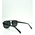 Τετράγωνα γυαλιά ηλίου κοκάλινα με μαύρο φακό (Μαύρο)
