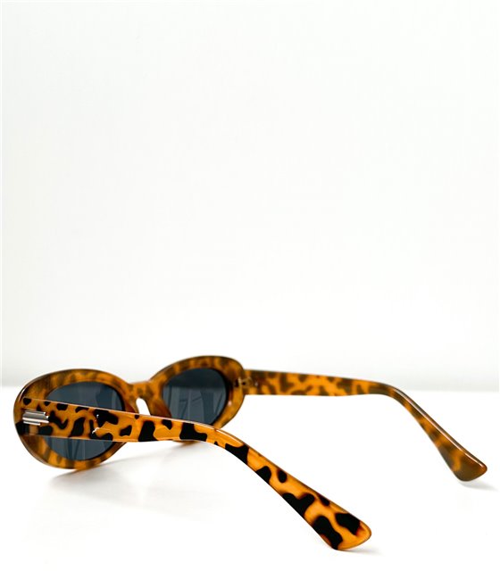 Στρόγγυλα γυαλιά ηλίου με μαύρο φακό (Λεοπάρ)