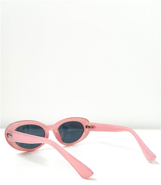 Στρόγγυλα γυαλιά ηλίου με μαύρο φακό (Ροζ)