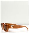 Τετράγωνα γυαλιά ηλίου με λεπτομέρεια ''V'' (Μπεζ)