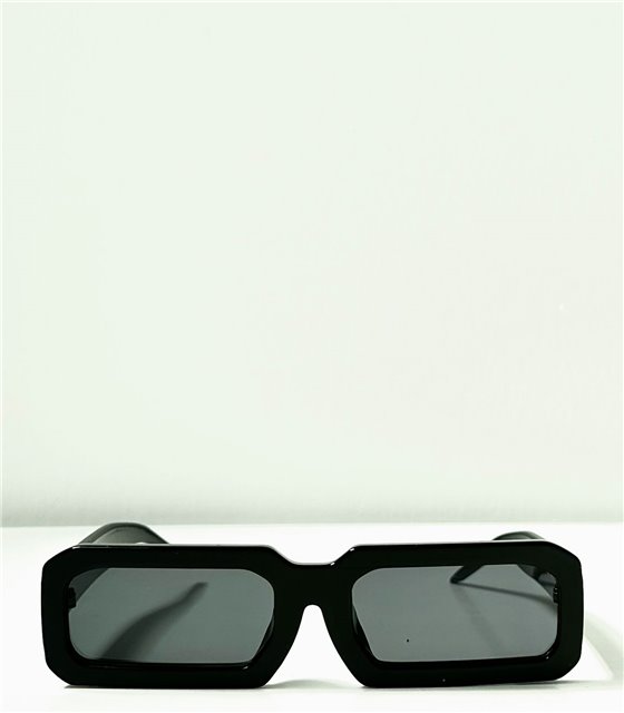 Ορθογώνια γυαλιά ηλίου με κοκάλινο σκελετό (Μαύρο)
