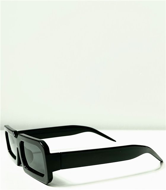 Ορθογώνια γυαλιά ηλίου με κοκάλινο σκελετό (Μαύρο)