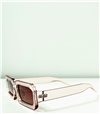 Ορθογώνια γυαλιά ηλίου με κοκάλινο διάφανο σκελετό (Μπεζ)