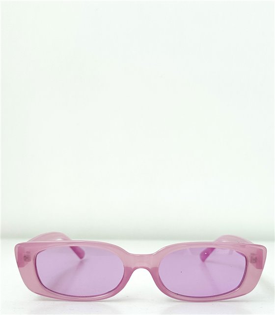Ορθογώνια γυαλιά ηλίου με ροζ φακό (Ροζ)