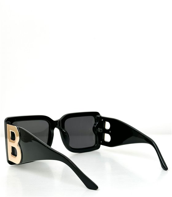 Τετράγωνα γυαλιά ηλίου μεγάλα με λεπτομέρεια ''B'' (Μαύρο)