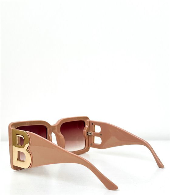 Τετράγωνα γυαλιά ηλίου μεγάλα με λεπτομέρεια ''B'' (Μπεζ)