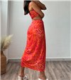 Σετ τοπ - φούστα με κόμπο πολύχρωμο (Πορτοκαλί)