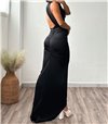 Μάξι φόρεμα με σούρα Barbara (Μαύρο)