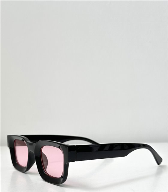 Τετράγωνα γυαλιά ηλίου με κοκάλινο σκελετό (Ροζ)