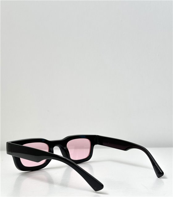Τετράγωνα γυαλιά ηλίου με κοκάλινο σκελετό (Ροζ)