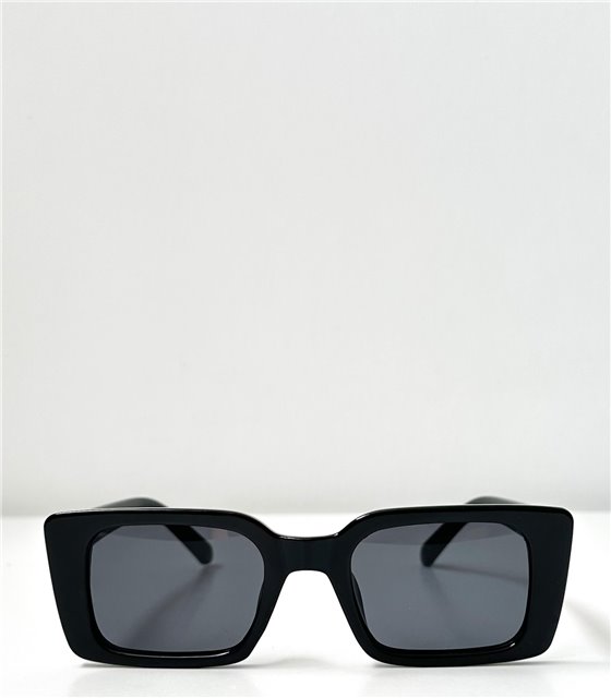 Γυαλιά ηλίου τετράγωνα με κοκάλινο σκελετό (Μαύρο)