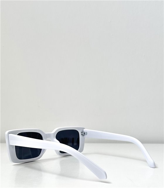 Γυαλιά ηλίου τετράγωνα με κοκάλινο σκελετό (Λευκό)