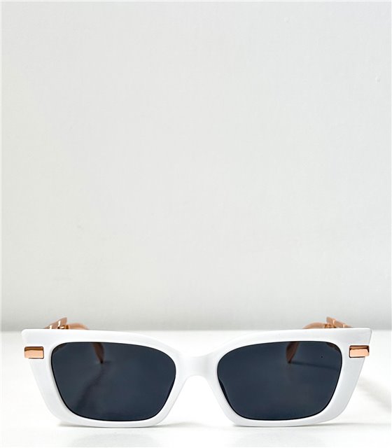 Τετράγωνα γυαλιά ηλίου με βραχίονα αλυσίδα (Λευκό)