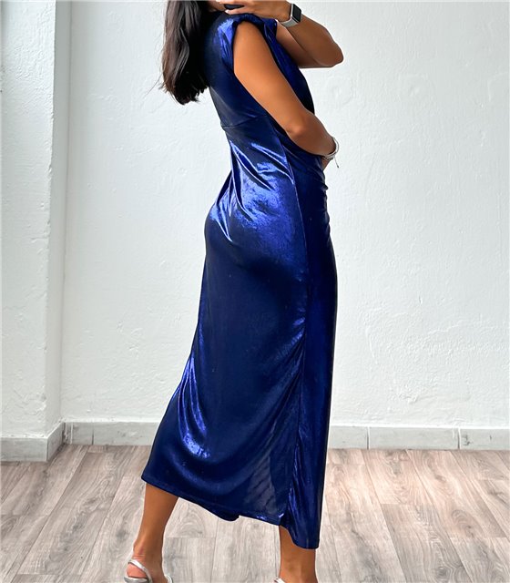 Φόρεμα μεταλλικό με βάτες (Μπλε)