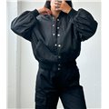 Bomber jacket με κουμπιά (Μαύρο)