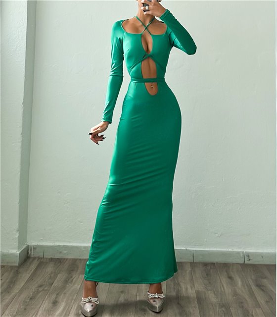 Φόρεμα μάξι με δεσίματα Naomi (Πράσινο)