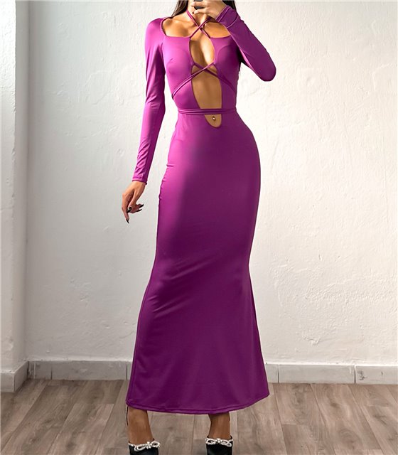 Φόρεμα μάξι με δεσίματα Naomi (Βιολετί)