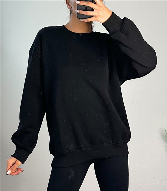 Φούτερ μπλούζα oversized (Μαύρο)