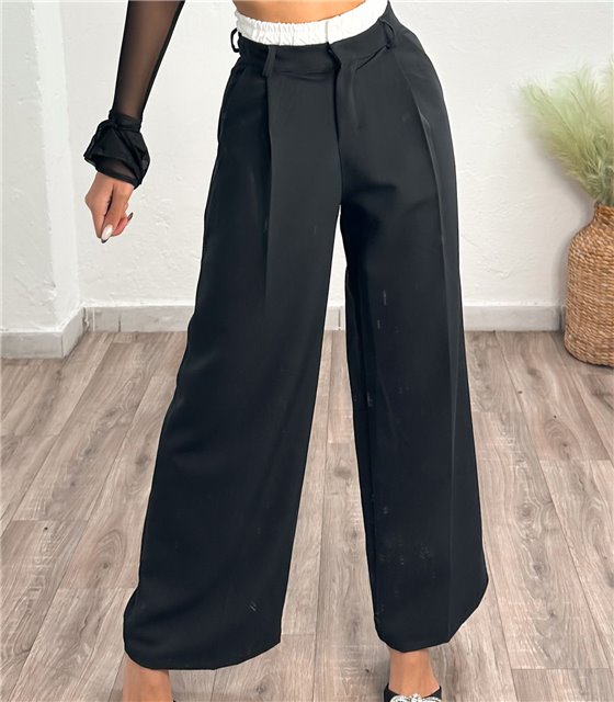Ψηλόμεσο παντελόνι με τσέπες (Μαύρο)