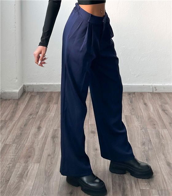 Ψηλόμεσο παντελόνι oversized (Σκούρο Μπλε)