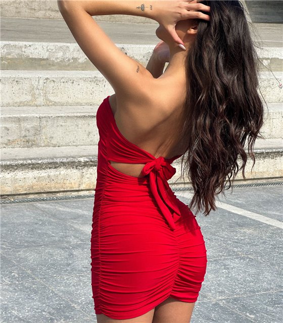 Μίνι φόρεμα στράπλες Josie (Κόκκινο)