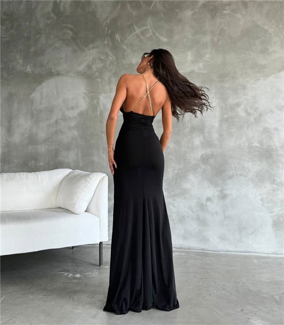 Φόρεμα μάξι με αλυσίδα Amara (Μαύρο)