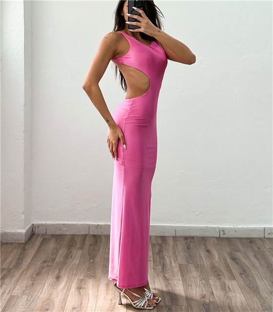 Μάξι φόρεμα αμάνικο εξώπλατο Luciana (Ροζ)