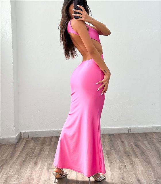 Μάξι φόρεμα αμάνικο εξώπλατο Luciana (Ροζ)