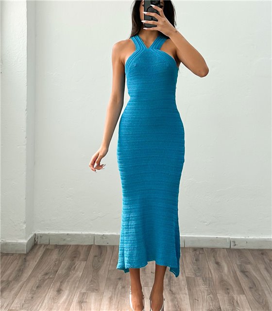 Μάξι φόρεμα πλεκτό Irene (Μπλε)