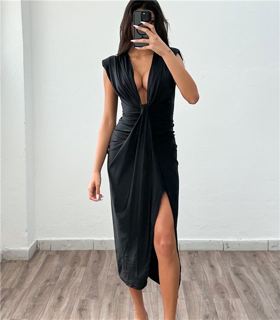 Αμάνικο φόρεμα με ιδιαίτερο σχέδιο Barbara (Μαύρο)