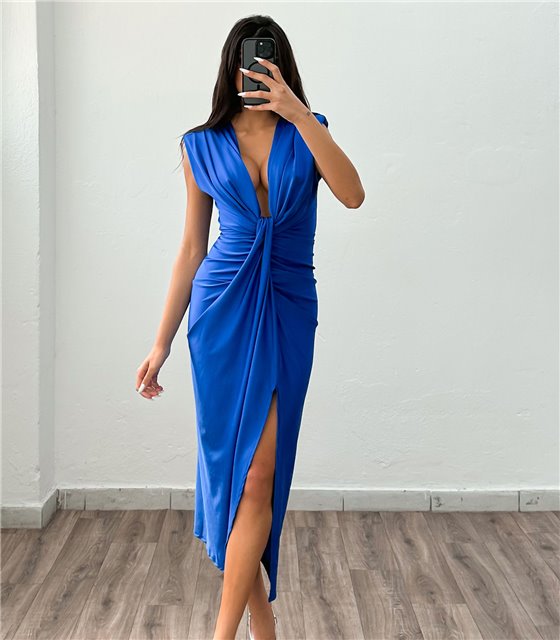 Αμάνικο φόρεμα με ιδιαίτερο σχέδιο Barbara (Μπλε)