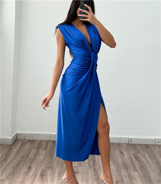 Αμάνικο φόρεμα με ιδιαίτερο σχέδιο Barbara (Μπλε)