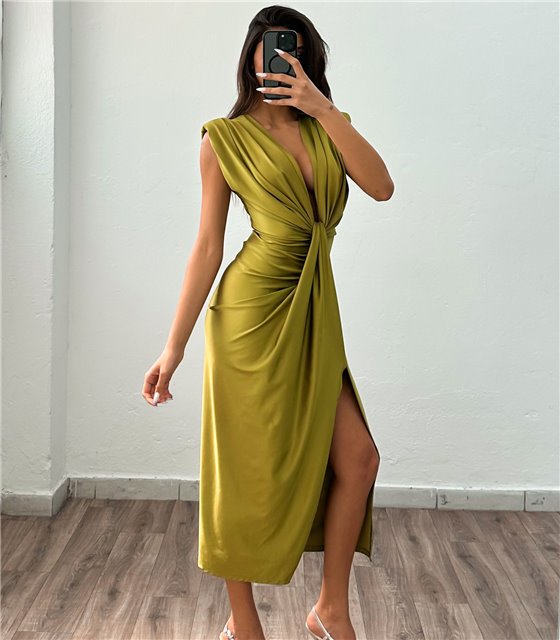 Αμάνικο φόρεμα με ιδιαίτερο σχέδιο Barbara (Πράσινο)