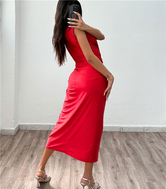 Αμάνικο φόρεμα με ιδιαίτερο σχέδιο Barbara (Κόκκινο)