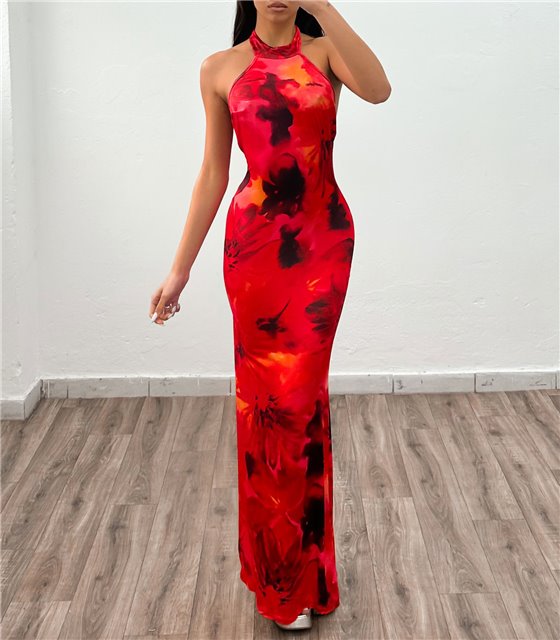 Μάξι φόρεμα φλοράλ Liliana (Κόκκινο)