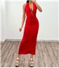 Μάξι φόρεμα εξώπλατο με ντραπέ Samantha (Κόκκινο)