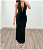 Μάξι φόρεμα εξώπλατο με ντραπέ Samantha (Μαύρο)