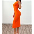 Φόρεμα ριπ με βάτες Rylee (Πορτοκαλί)